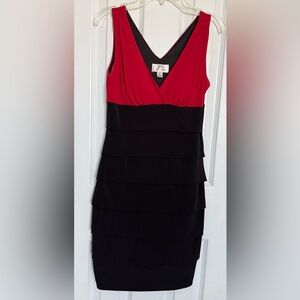 Sweet Storm Red and Black Tiered Mini Dress